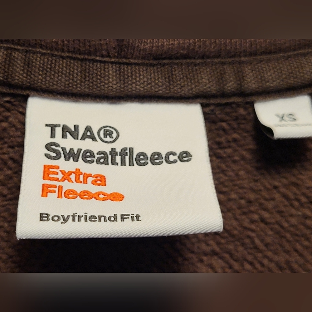 Aritzia TNA Women's Brown Extra Fleece Boyfriend Fit Hoodie w/ Full Zip -Size XS - Picture 7 of 10